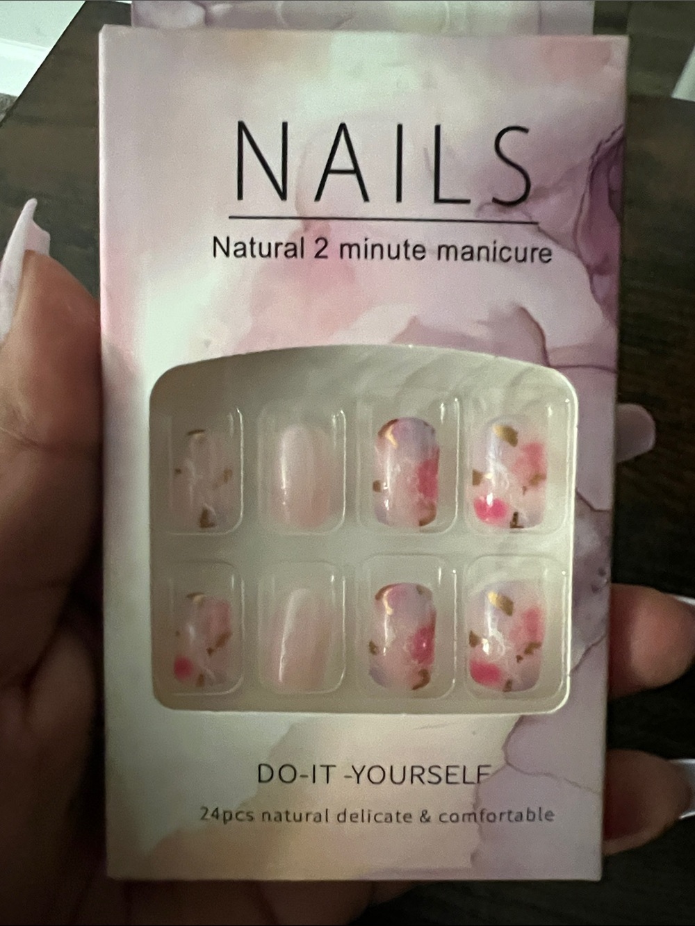 Do-It-Yourself Pink Floral Press-On Nail Set